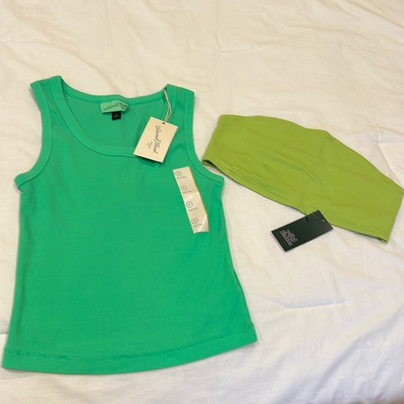 Universal Thread Tops - NWT bundle of 2 Small green tops. Bright green Tank top and lime green b…